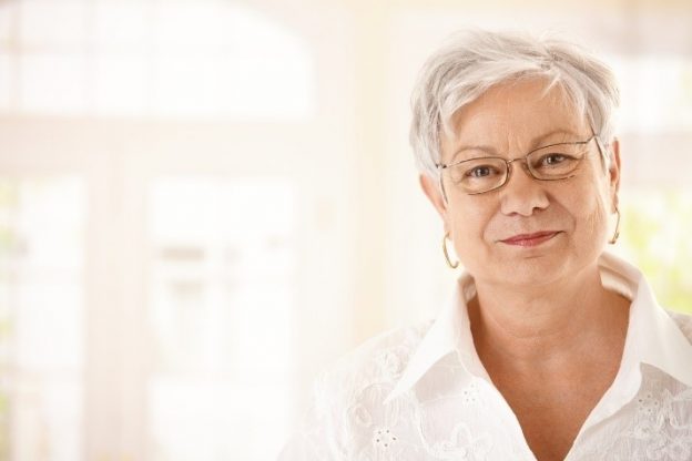 senior woman with glasses